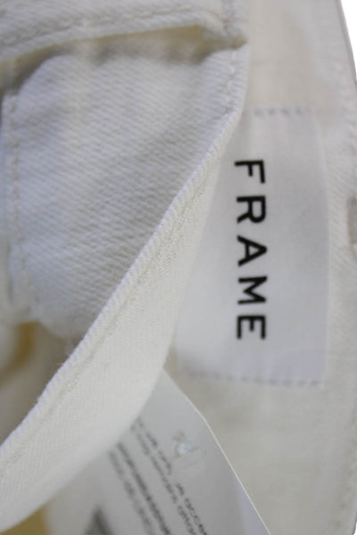 Frame Womens White Wide-Leg Jeans Cotton Blend Button Size 31