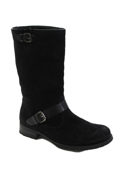 N.D.C. Womens Suede Buckled Block Heel Ankle Boots Black Size EUR 40