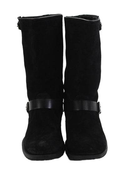 N.D.C. Womens Suede Buckled Block Heel Ankle Boots Black Size EUR 40