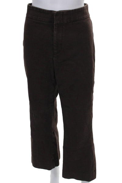 Vince Womens Cropped Pants Brown Zip Cotton Size 10