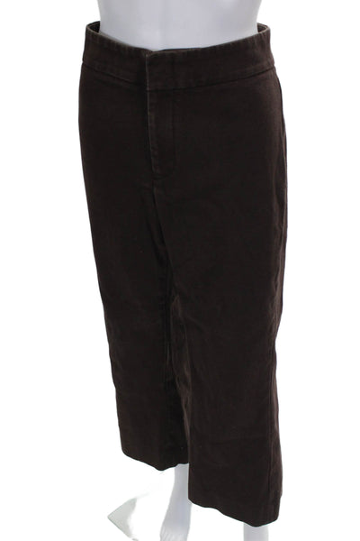 Vince Womens Cropped Pants Brown Zip Cotton Size 10