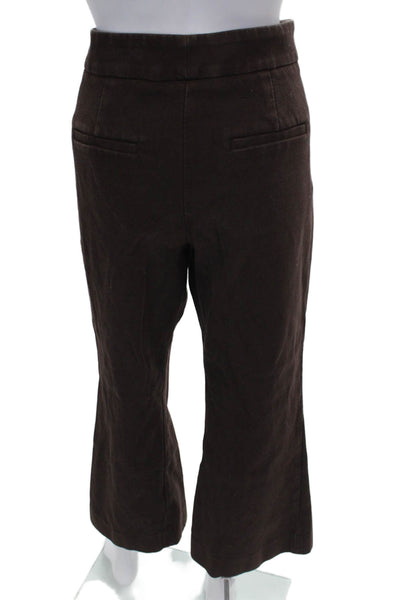 Vince Womens Cropped Pants Brown Zip Cotton Size 10