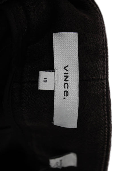 Vince Womens Cropped Pants Brown Zip Cotton Size 10
