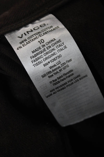 Vince Womens Cropped Pants Brown Zip Cotton Size 10