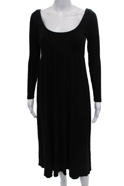 Rachel Pally Womens A-Line Long Sleeve Scoop Neck Black Modal Dress Size M