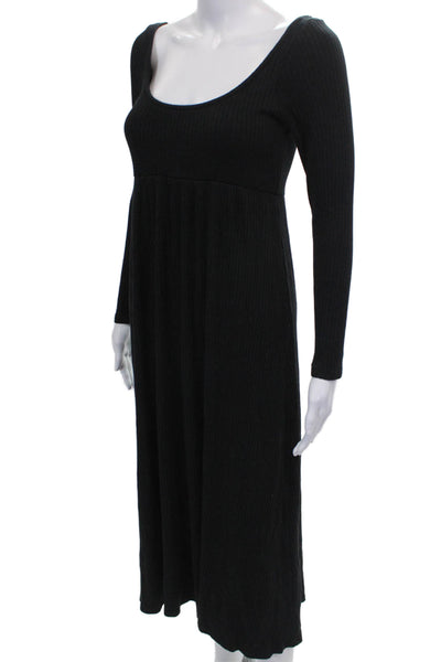 Rachel Pally Womens A-Line Long Sleeve Scoop Neck Black Modal Dress Size M