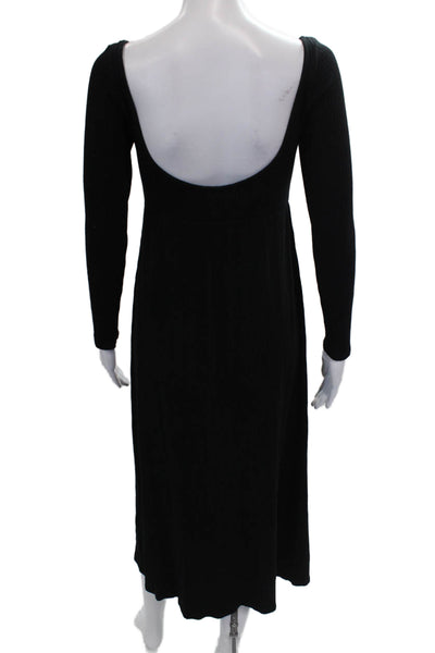 Rachel Pally Womens A-Line Long Sleeve Scoop Neck Black Modal Dress Size M