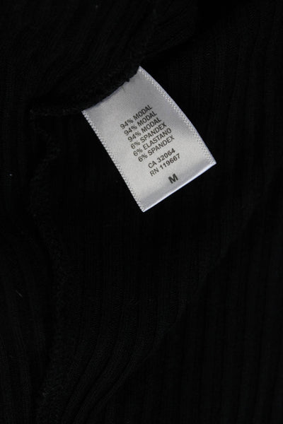 Rachel Pally Womens A-Line Long Sleeve Scoop Neck Black Modal Dress Size M