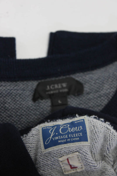 J Crew Mens Blue Hoodie Crew Neck Long Sleeve Pullover Sweater Top Size L lot 2