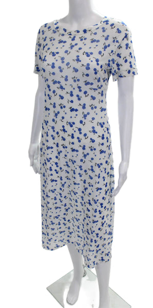 HVN Women White Maxi Dress Polyester Blend Round Neck Short Sleeve Size 2XL