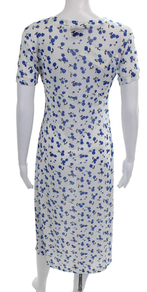 HVN Women White Maxi Dress Polyester Blend Round Neck Short Sleeve Size 2XL