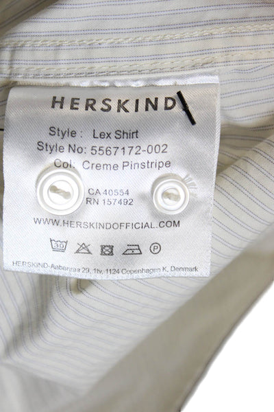 HERSKIND Womens Button Up Ivory Striped Collared Cotton Long Sleeve Size 36