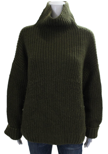 Anine Bing Women Pullover Sweater Alpaca Turtleneck Green Long Sleeve Size S
