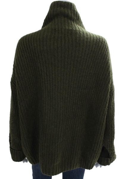 Anine Bing Women Pullover Sweater Alpaca Turtleneck Green Long Sleeve Size S