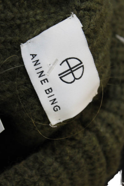 Anine Bing Women Pullover Sweater Alpaca Turtleneck Green Long Sleeve Size S