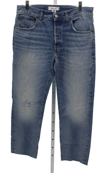 Madewell Womens High Rise Straight Jeans Blue Button 100% Cotton Size 28
