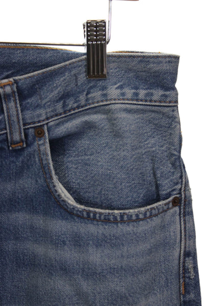 Madewell Womens High Rise Straight Jeans Blue Button 100% Cotton Size 28