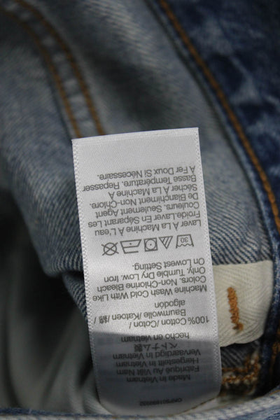 Madewell Womens High Rise Straight Jeans Blue Button 100% Cotton Size 28