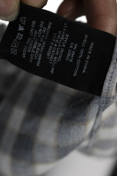 Theory Mens Plaid Print Collared Long Sleeve Button-Down Shirt Gray Size M