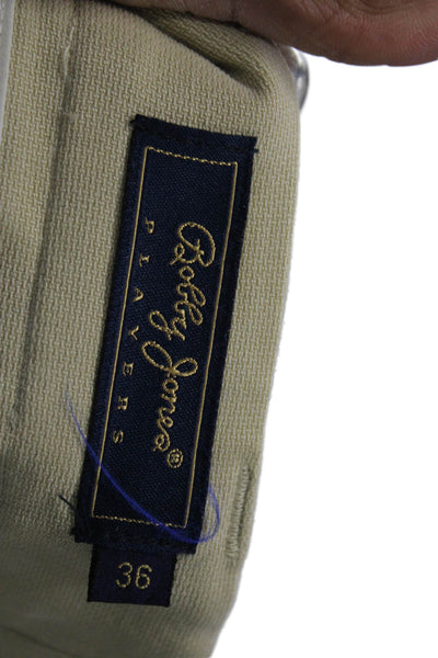 Bobby Jones Mens Chino Pants Beige Tencel Button Closure Size 36