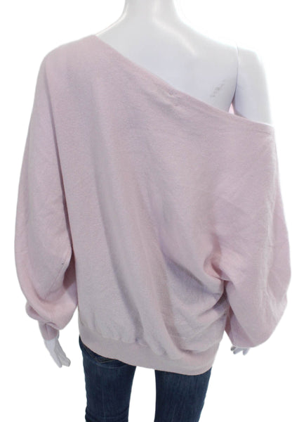 Kinross Cashmere Women Pullover Sweater Boat Neck Pink Long Sleeve Size L