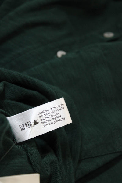 Elliott Lauren Women Collared Long Sleeve Button Up Cotton Blouse Green Size L