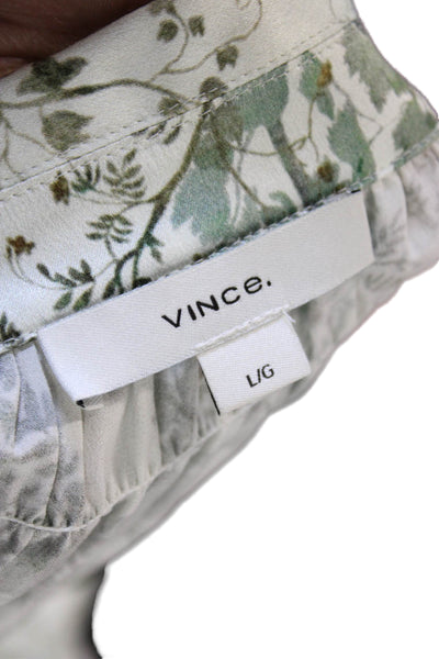 Vince Womens Silk Floral Collared Button Long Sleeve Basic Blouse Size L