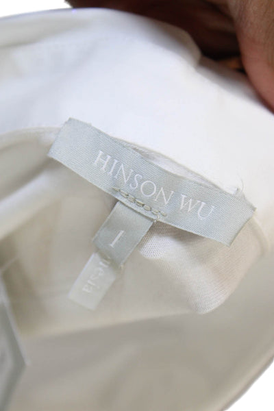 Hinson Wu Women Sleeveless Tunic Polo White Collared Button Size 1