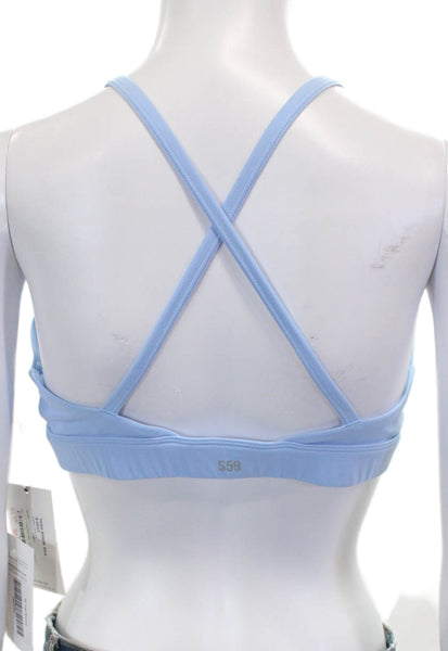 Splits59 Womens Sports Bra Blue V-Neck Nylon Pullover Size L