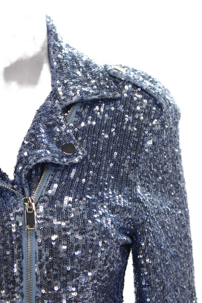 Generation Love Womens Biker Jacket Blue Polyester Collared Sleeveless Size M