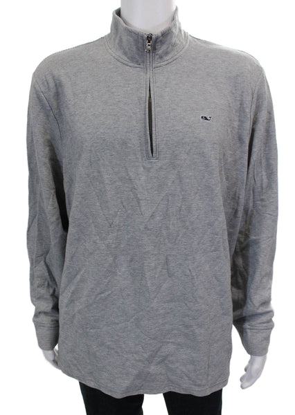Vineyard Vines Mens Striped Zip Pullover Sweater Gray Size 2XL