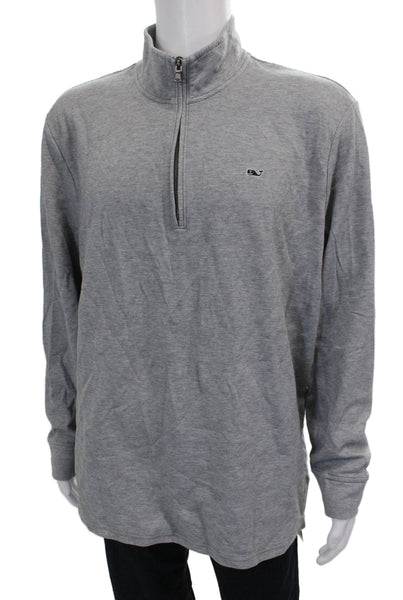 Vineyard Vines Mens Striped Zip Pullover Sweater Gray Size 2XL