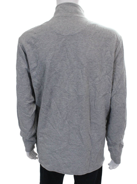 Vineyard Vines Mens Striped Zip Pullover Sweater Gray Size 2XL