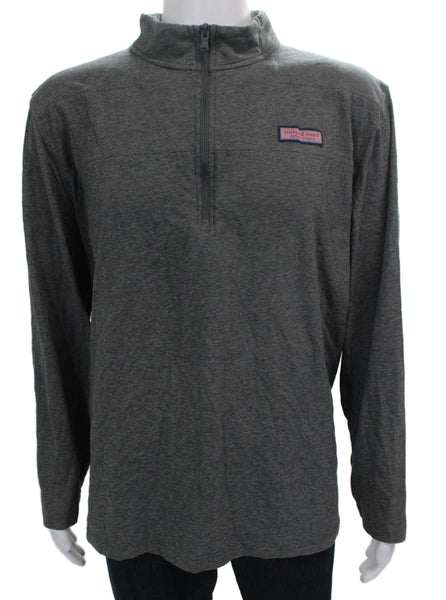 Vineyard Vines Mens 1/2 Zipper Turtleneck Shirt Grey Size Extra Extra Large