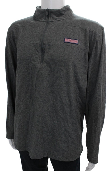Vineyard Vines Mens 1/2 Zipper Turtleneck Shirt Grey Size Extra Extra Large