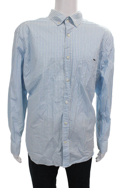 Vineyard Vines Mens Gingham Plaid Button Down Shirt Blue Size Extra Extra Large