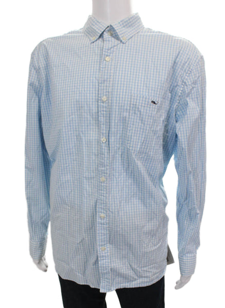 Vineyard Vines Mens Gingham Plaid Button Down Shirt Blue Size Extra Extra Large