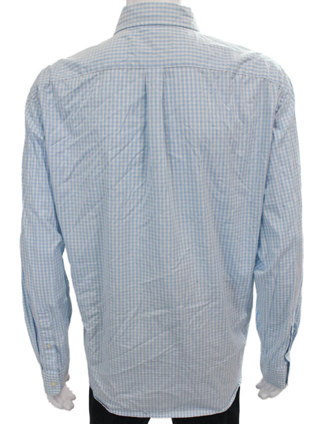 Vineyard Vines Mens Gingham Plaid Button Down Shirt Blue Size Extra Extra Large
