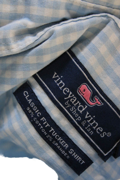 Vineyard Vines Mens Gingham Plaid Button Down Shirt Blue Size Extra Extra Large