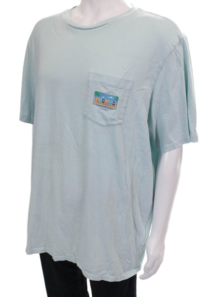 Vineyard Vines Mens Blue Beach Graphic T-Shirt Crew Neck Short Sleeve Size 2XL