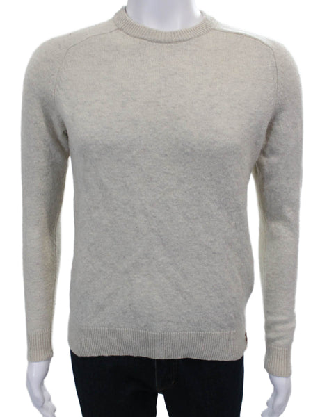 Super Dry Mens Lambswool Pullover Sweater Beige Crew Neck Size M