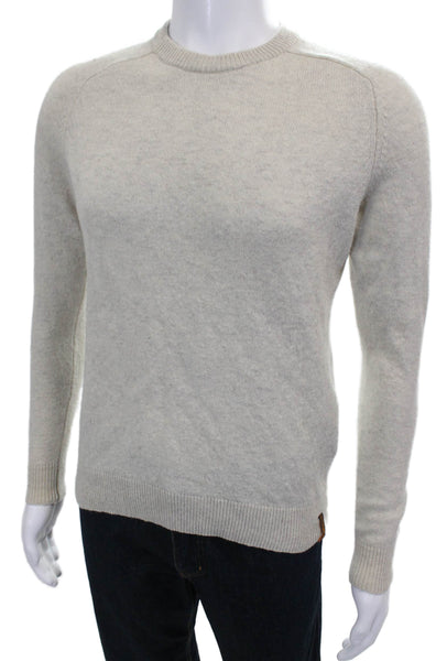 Super Dry Mens Lambswool Pullover Sweater Beige Crew Neck Size M
