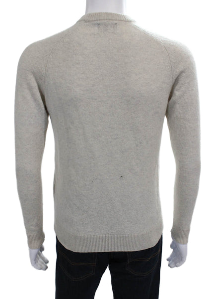 Super Dry Mens Lambswool Pullover Sweater Beige Crew Neck Size M