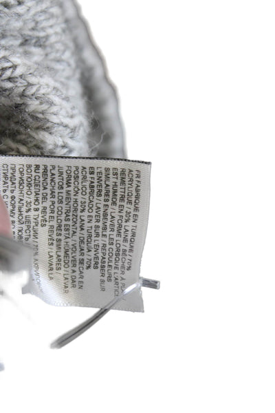 Super Dry Mens Gray Wool Cable Knit High Neck Pullover Sweater Outdoor Size M