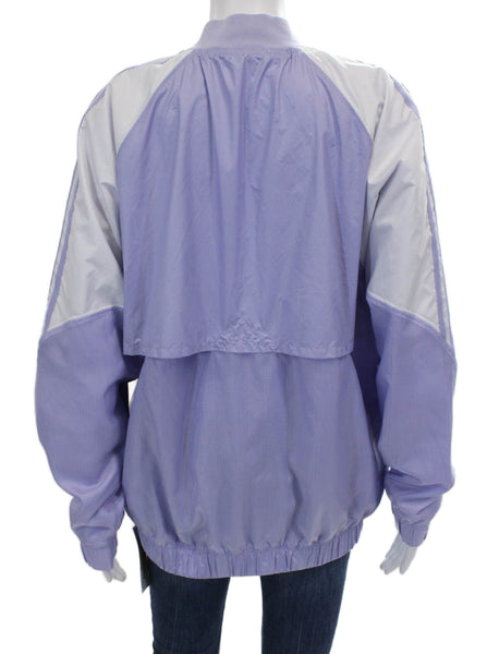 Adidas Women Windbreaker Colorblock Purple Zip Polyester Size M