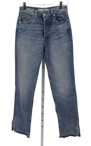 EB Denim Womens Straight Jeans Blue Mid-Rise 32in 100% Cotton Size 24