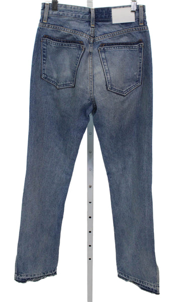 EB Denim Womens Straight Jeans Blue Mid-Rise 32in 100% Cotton Size 24