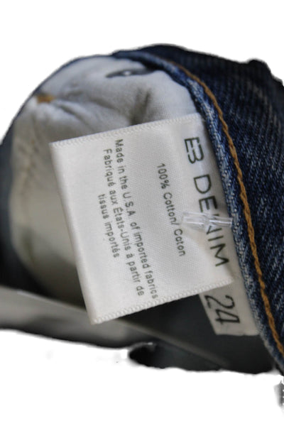 EB Denim Womens Straight Jeans Blue Mid-Rise 32in 100% Cotton Size 24