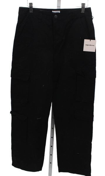 Superdown Womens Cargo Pants Black Cotton Button Size S