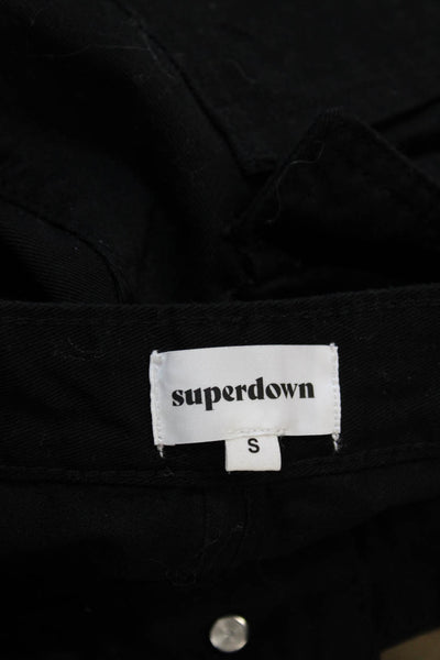Superdown Womens Cargo Pants Black Cotton Button Size S